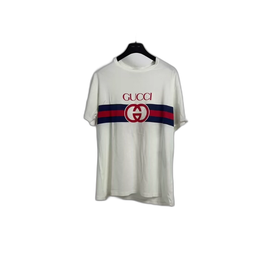 Gucci Red Blue Knit Logo T-shirt