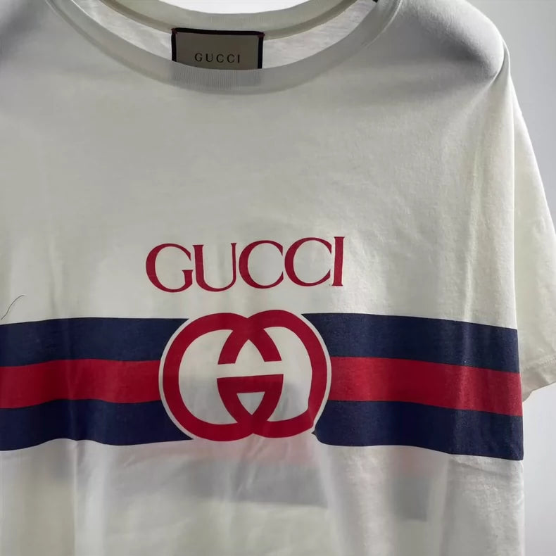 Gucci Red Blue Knit Logo T-shirt
