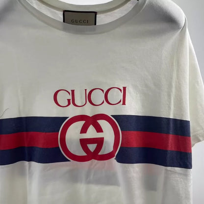 Gucci Red Blue Knit Logo T-shirt
