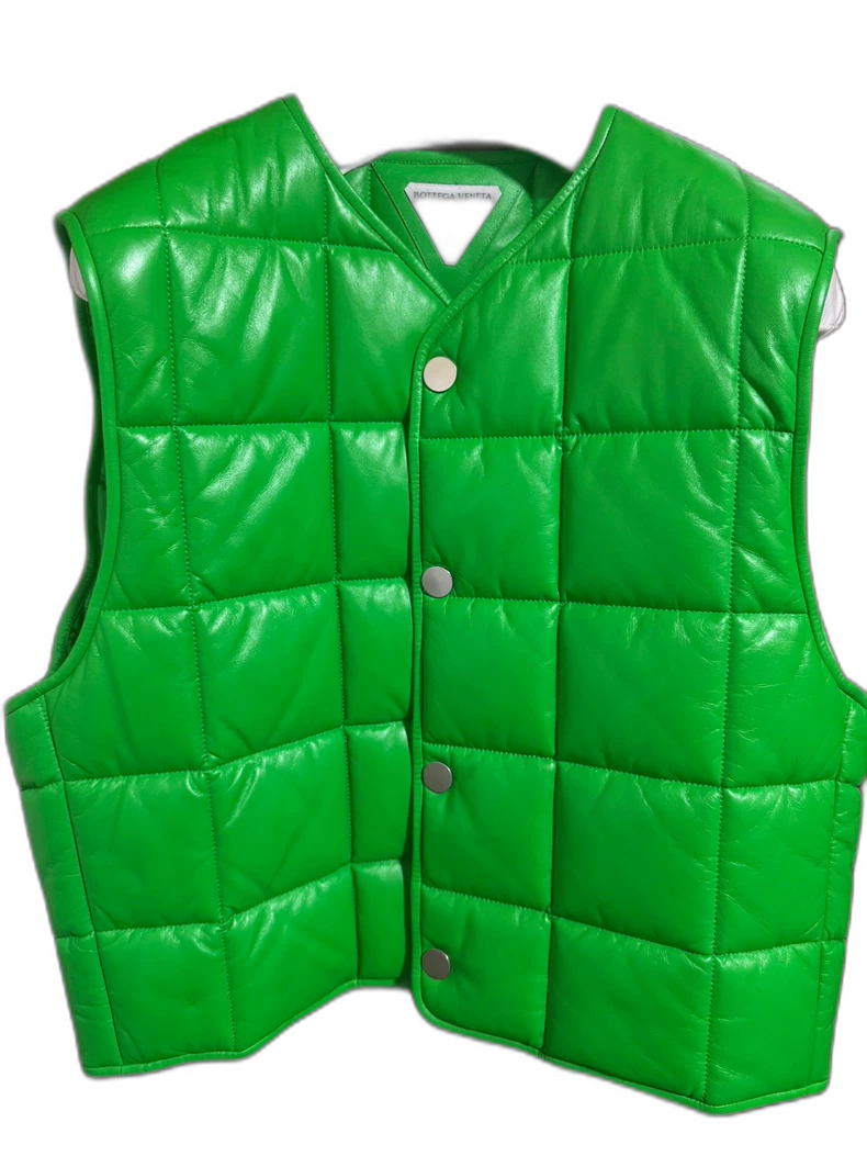 Bottega Veneta Green Leather Vest For Men Women