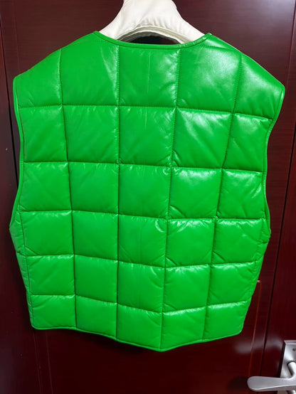 Bottega Veneta Green Leather Vest For Men Women