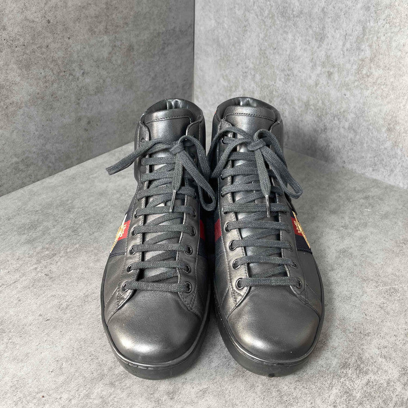 Gucci High-Top Leather Sneakers in Black 0079