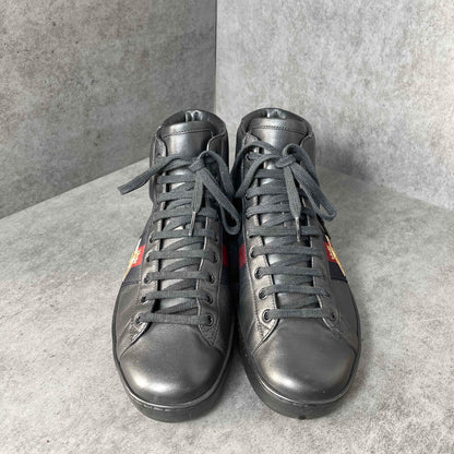 Gucci High-Top Leather Sneakers in Black 0079