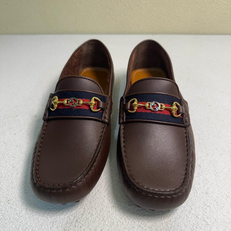 Gucci Brown Leather Horsebit Casual Shoes for Men 0079