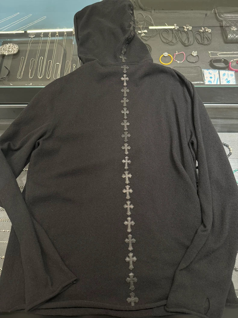 Chrome Hearts Black Half-Zip Hoodie-yf
