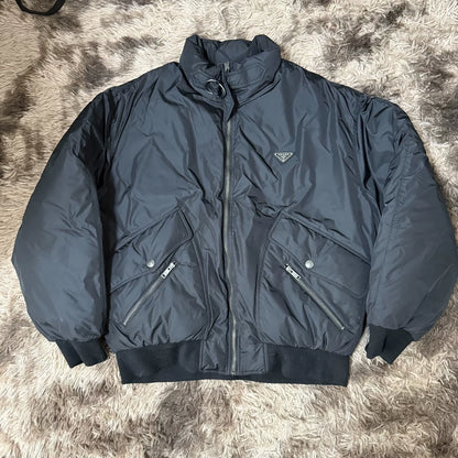 Prada Triangle Logo Nylon Bomber Jacket