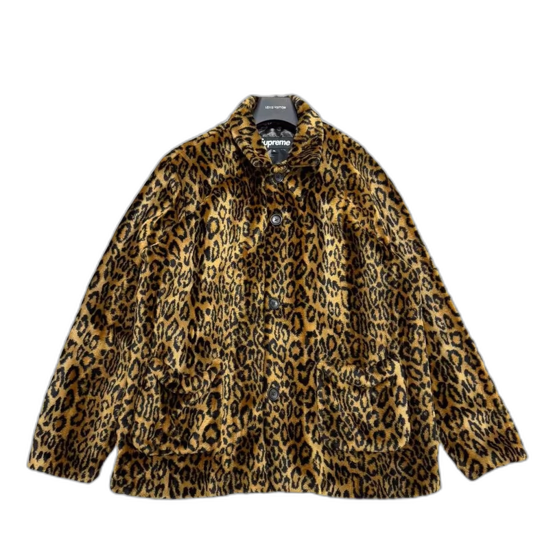 Supreme Leopard Print Fur Jacket-zp