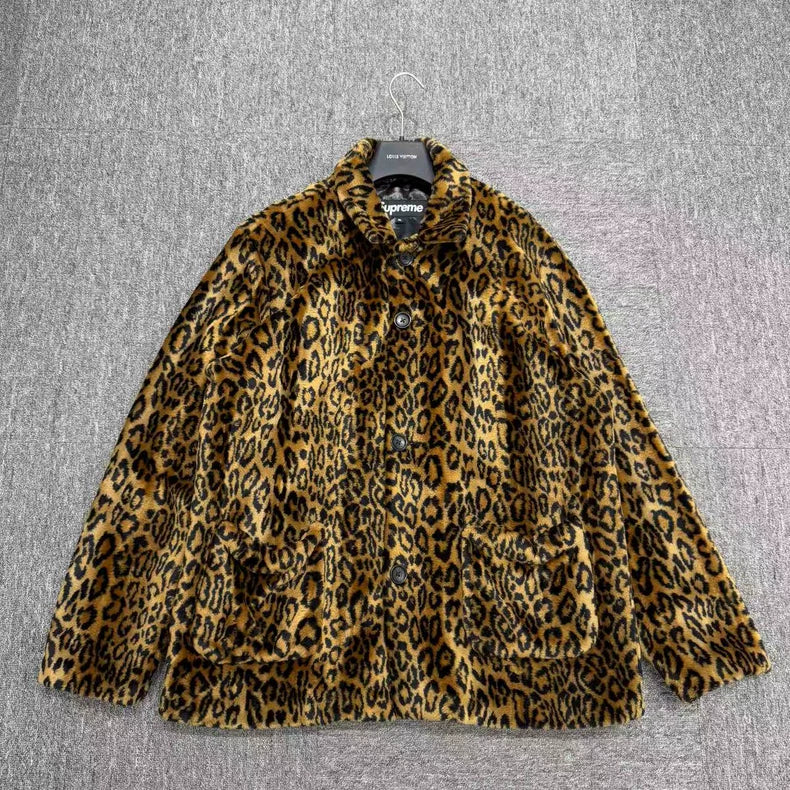 Supreme Leopard Print Fur Jacket-zp
