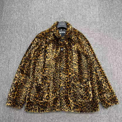 Supreme Leopard Print Fur Jacket-zp