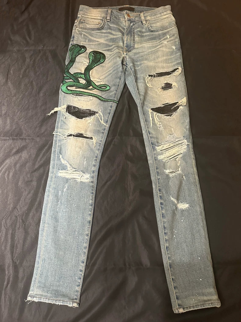 Amiri Art Patch Snake Jean