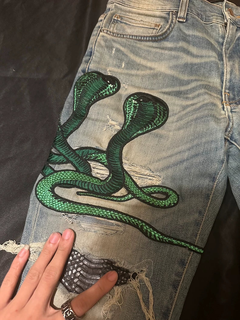 Amiri Art Patch Snake Jean