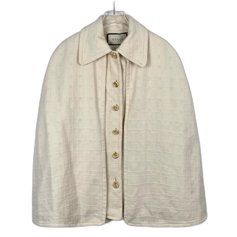 Gucci Cream Wool Blend Cape Coat
