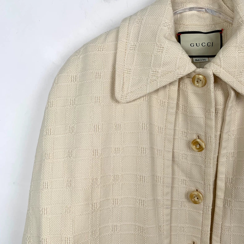 Gucci Cream Wool Blend Cape Coat