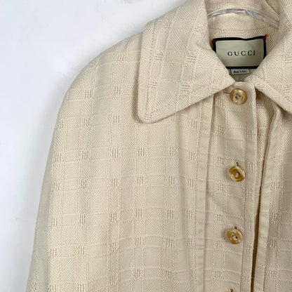 Gucci Cream Wool Blend Cape Coat
