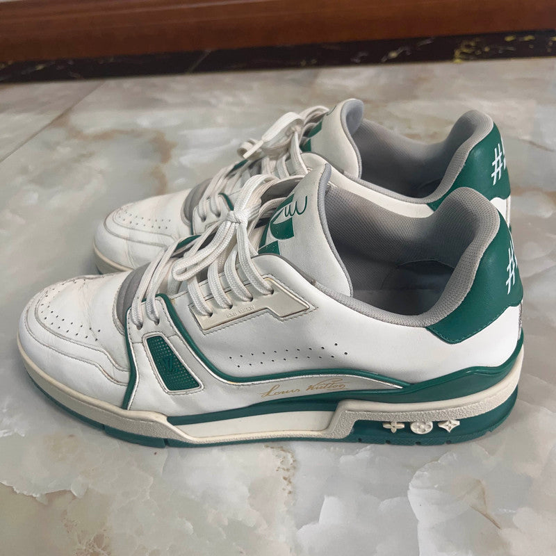 Louis Vuitton Casual Low-Top Sneakers in White Green 0079