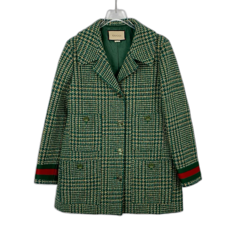 Green Houndstooth Wool Suit Jacket