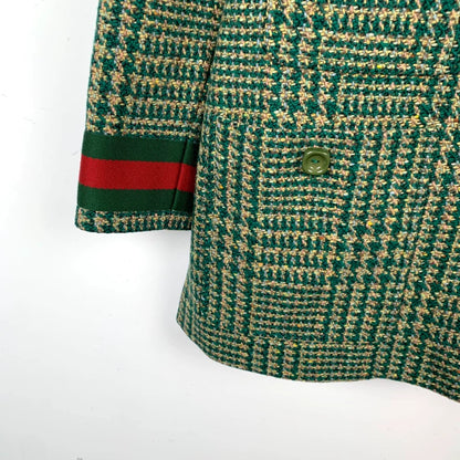 Green Houndstooth Wool Suit Jacket