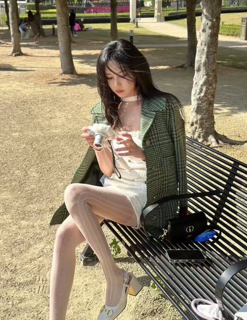 Green Houndstooth Wool Suit Jacket