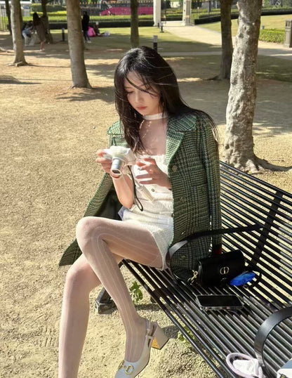 Green Houndstooth Wool Suit Jacket