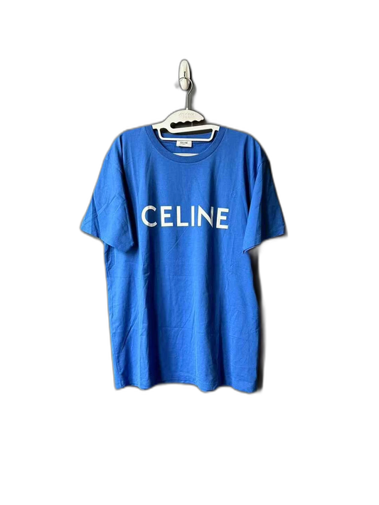 Celine Blue Logo Short Sleeve T-shirt