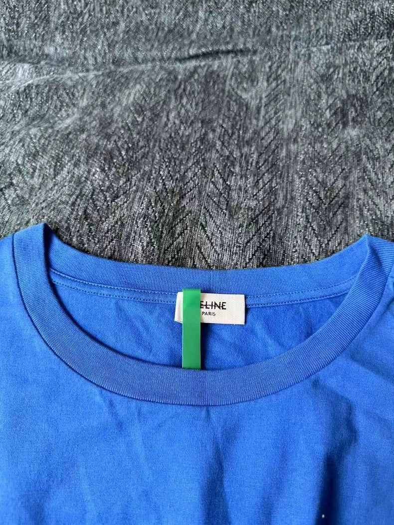 Celine Blue Logo Short Sleeve T-shirt