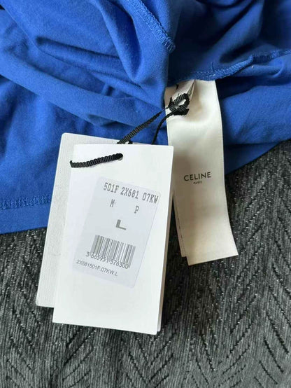 Celine Blue Logo Short Sleeve T-shirt