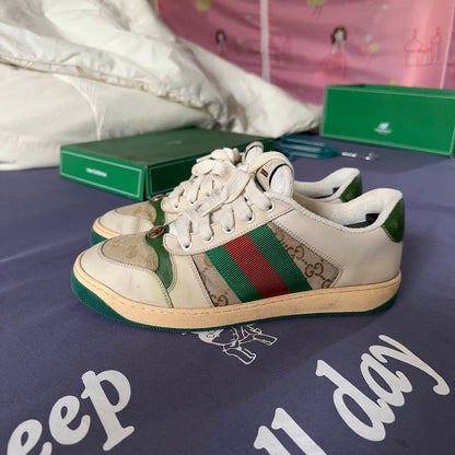 Gucci Screener Distressed Leather Low-Top Sneakers 0079