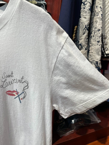 Saint Laurent Logo Lip Print T-Shirt