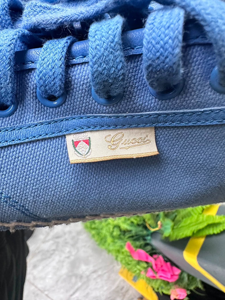 Blue Slip-On Canvas Sneakers from Gucci