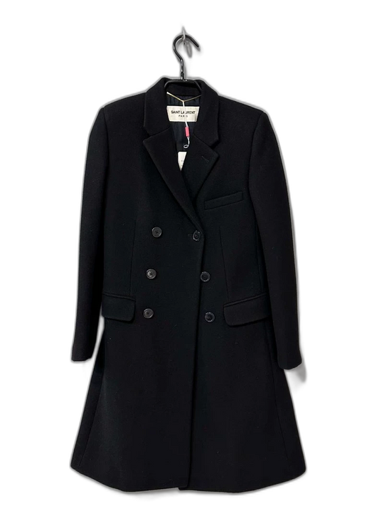 Elegant Black Wool Overcoat by Saint Laurent Paris