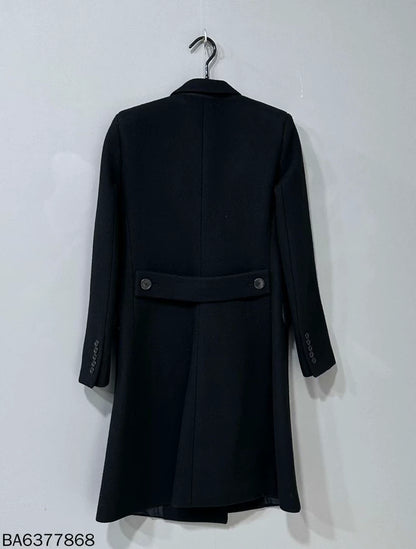 Elegant Black Wool Overcoat by Saint Laurent Paris