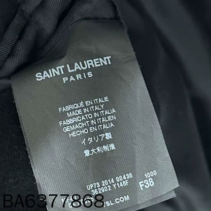 Elegant Black Wool Overcoat by Saint Laurent Paris