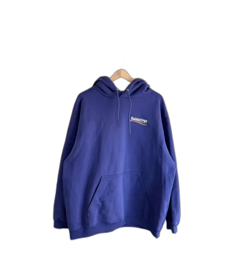 Embroidered Blue Balenciaga Hoodie