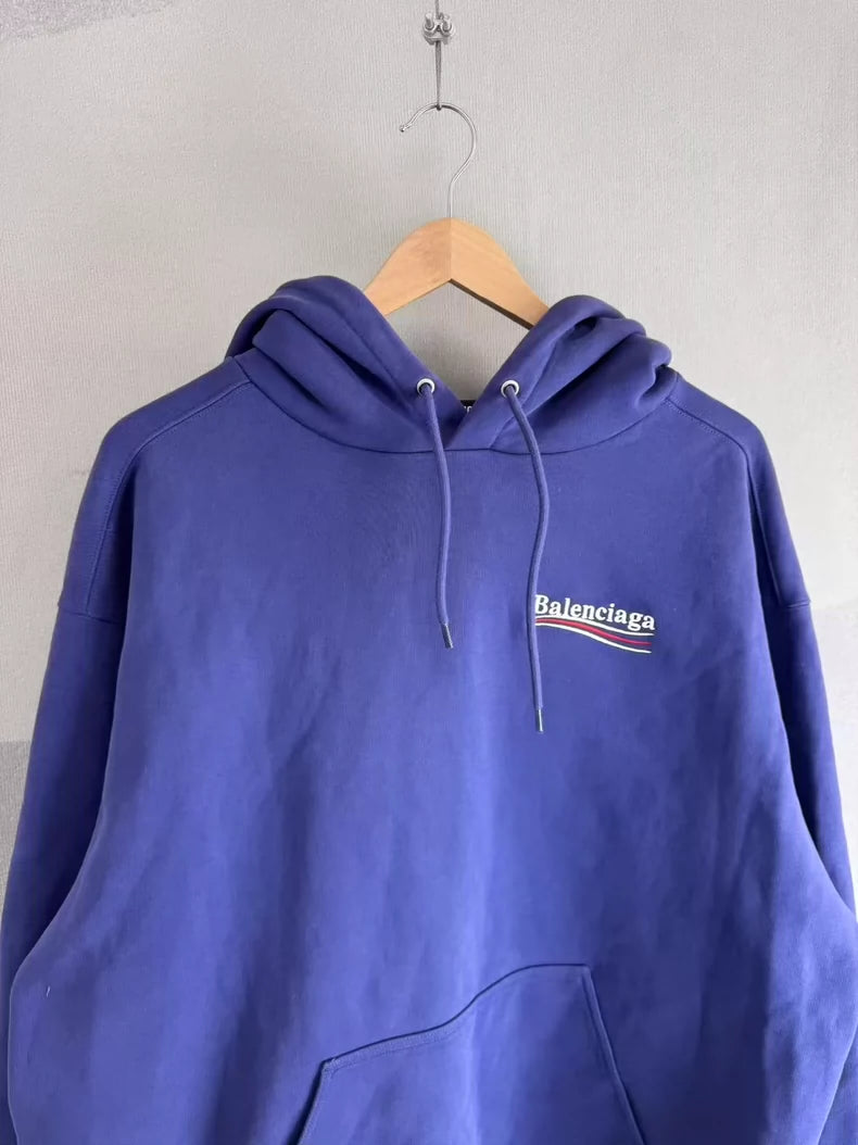 Embroidered Blue Balenciaga Hoodie
