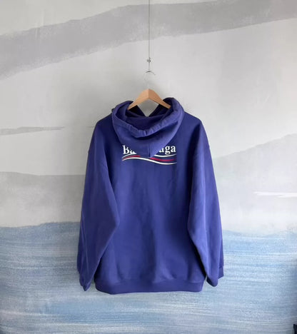Embroidered Blue Balenciaga Hoodie