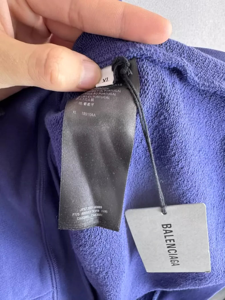 Embroidered Blue Balenciaga Hoodie