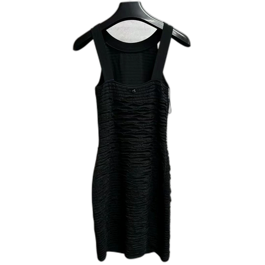 Chanel Black Dress with Metal Logo Pattern