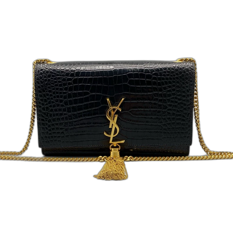 YSL Crocodile Print Tassel Crossbody Bag