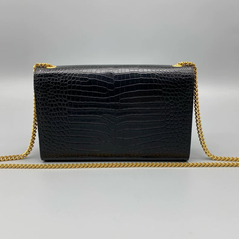 YSL Crocodile Print Tassel Crossbody Bag