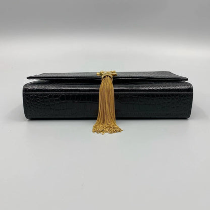 YSL Crocodile Print Tassel Crossbody Bag