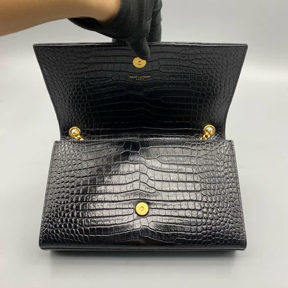 YSL Crocodile Print Tassel Crossbody Bag