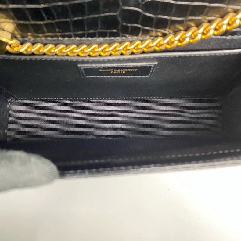 YSL Crocodile Print Tassel Crossbody Bag