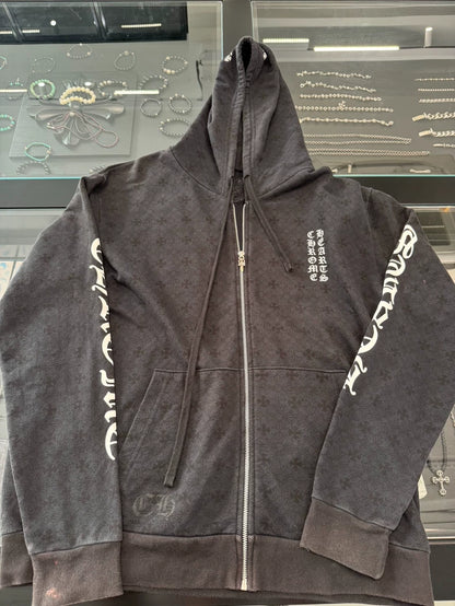 Chrome Hearts Black Zip Hoodie with Logo-yf