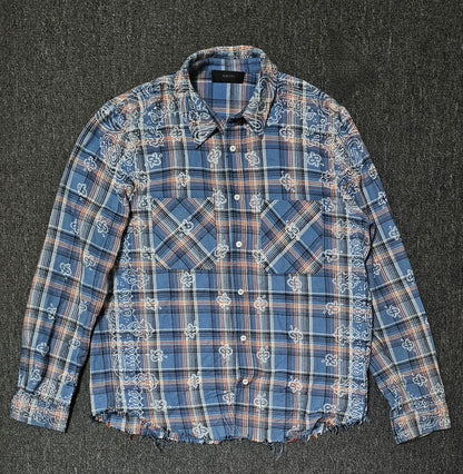 Amiri Bandana Print Fringe Button-Up Shirt-yf