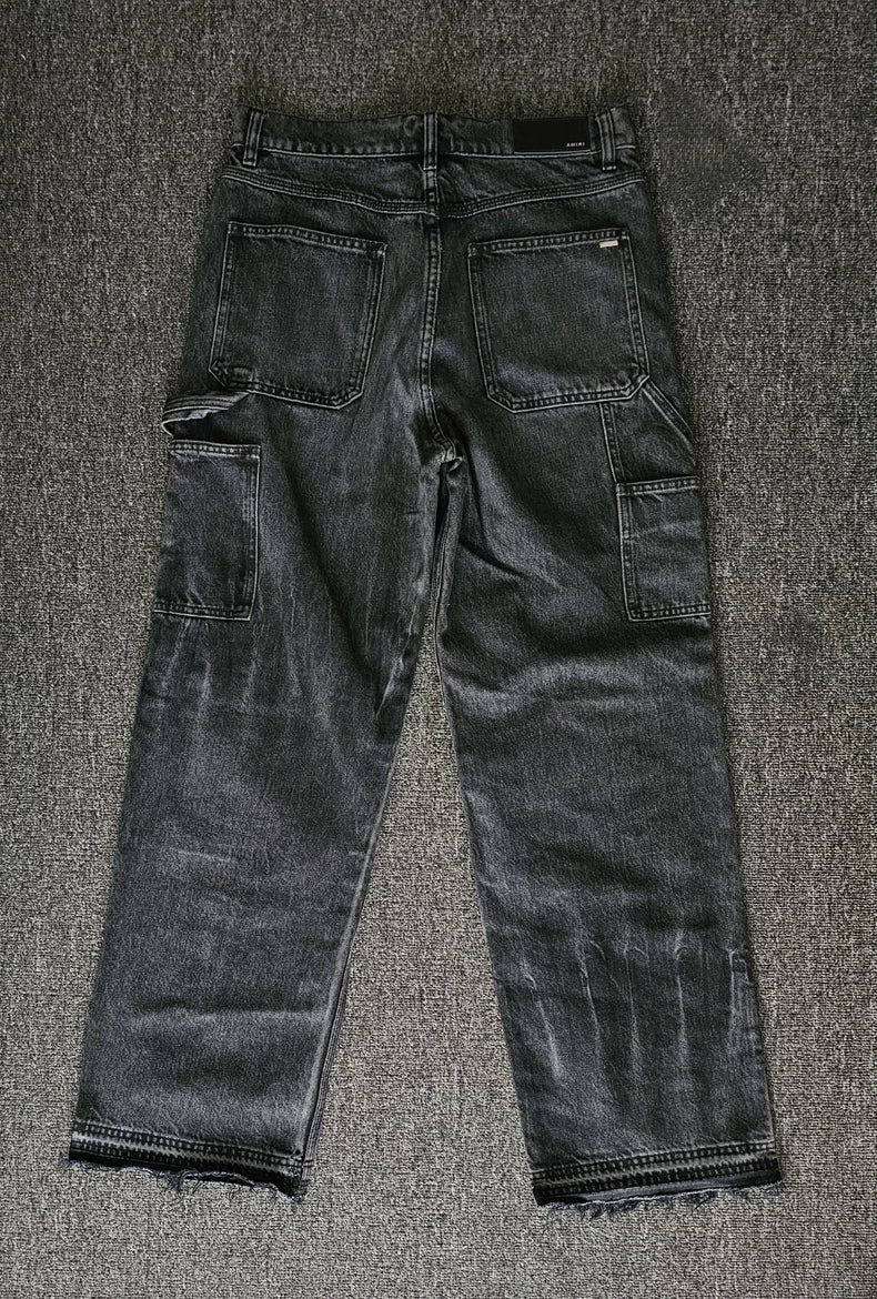Amiri Wide-Leg Cargo Denim Jeans-yf
