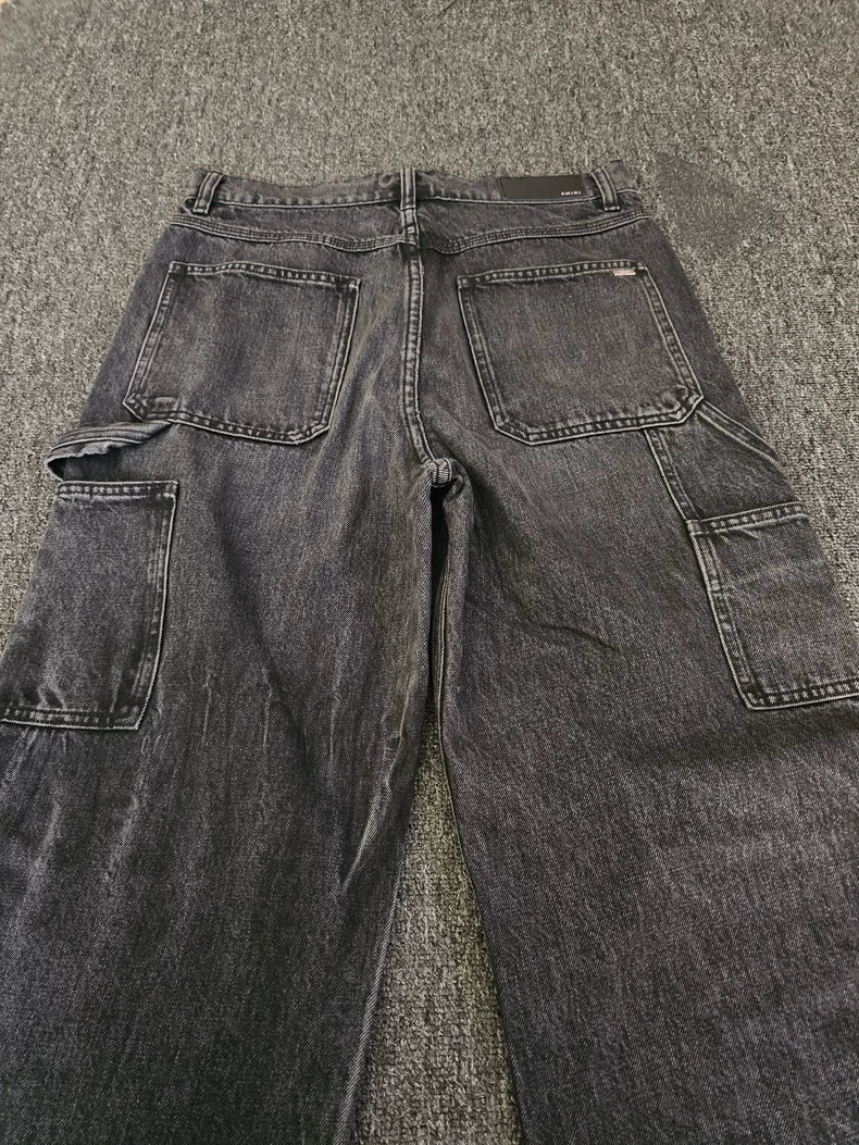 Amiri Wide-Leg Cargo Denim Jeans-yf