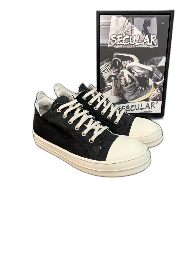 Rick Owens Black and White Low Top Sneakers-yf