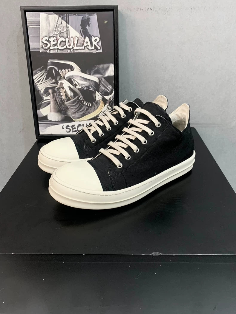 Rick Owens Black and White Low Top Sneakers-yf