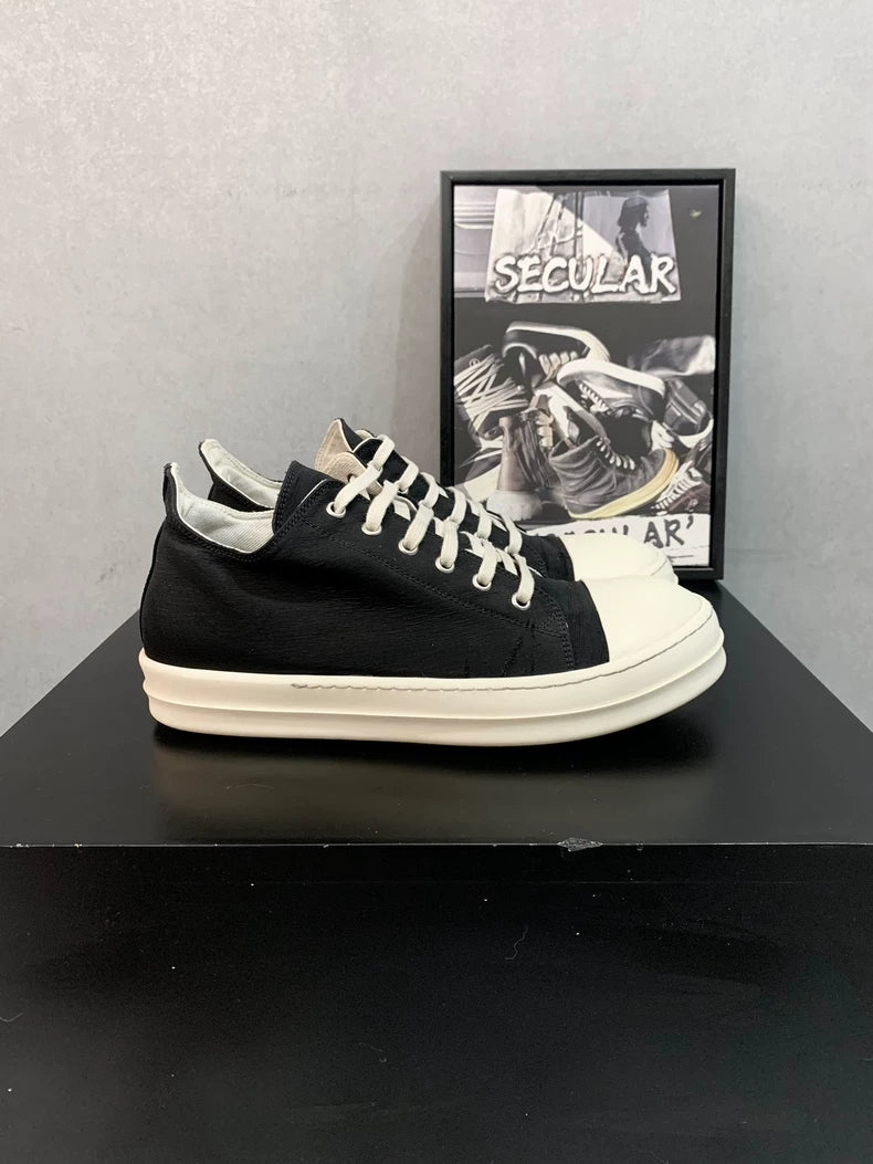 Rick Owens Black and White Low Top Sneakers-yf