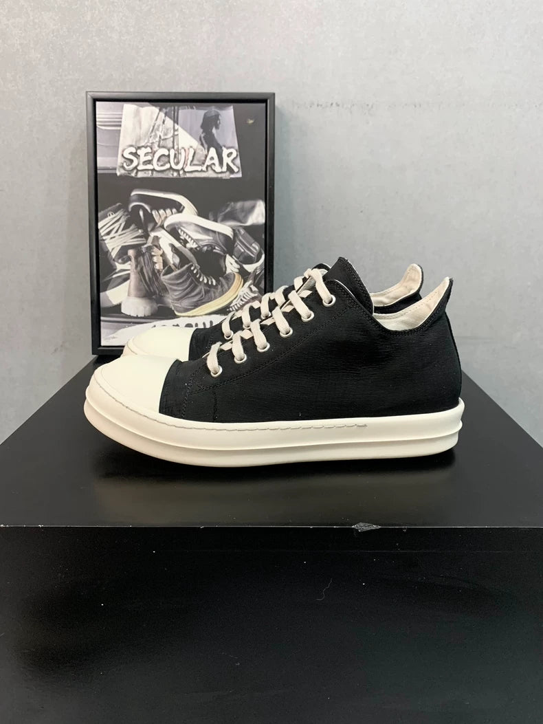 Rick Owens Black and White Low Top Sneakers-yf